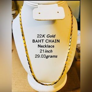 SOLD 22K PURE GOLD BAHT BOX chain necklace handmade from Thailand 21”